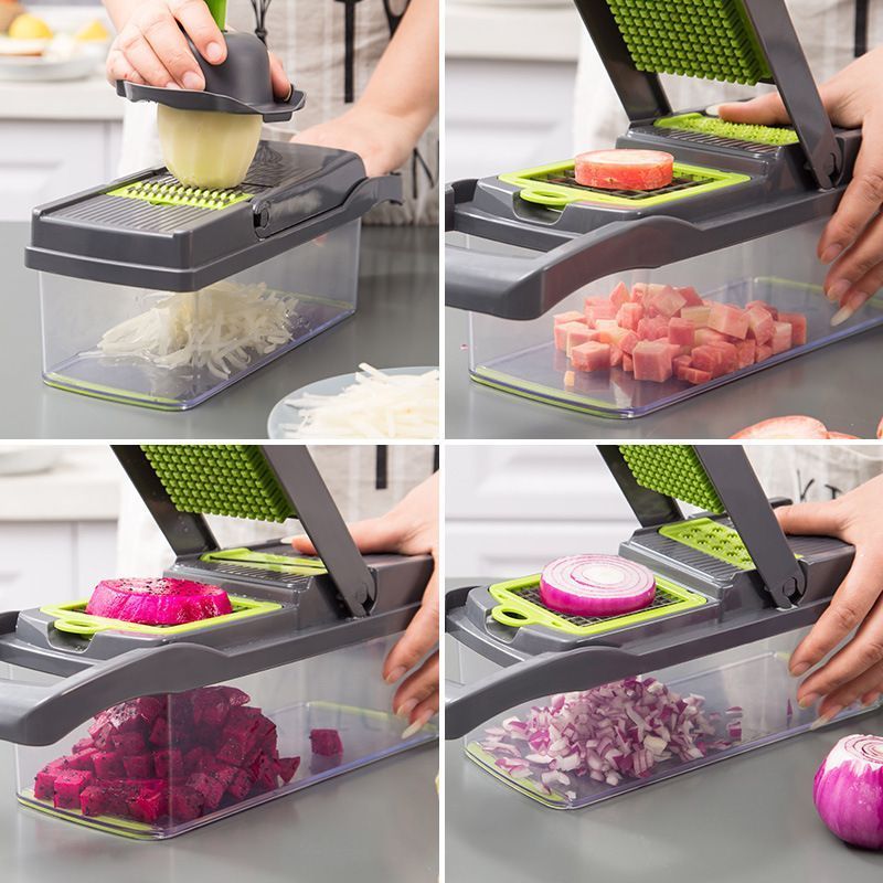 14-in-1 Vegetable Chopper (3 Blades+Spoon-shaped Tool)