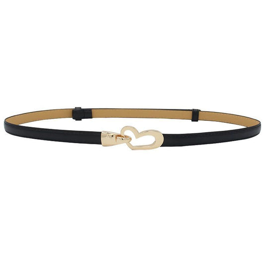 2-Pack Camel-Colour Adjustable Skinny Belt with Heart Buckle