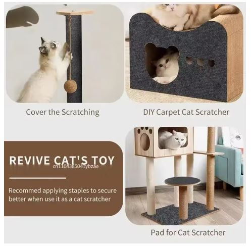 3 Colors Cat Scratcher Sofa Protector Cats Scratcher Pad Board Protection Trimmable Self-adhesive Carpet DIY Cat Scratch Mat