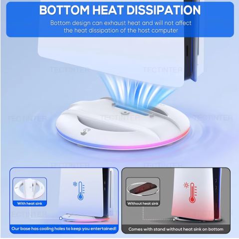 PS5 Slim/Pro Vertical Cooling Stand – RGB Light Anti-Slip Base