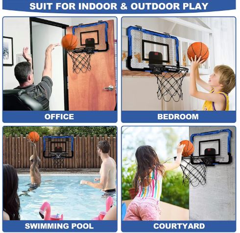 Blue Mini Wall-Mounted Basketball Hoop Set – Indoor Kids Training Game