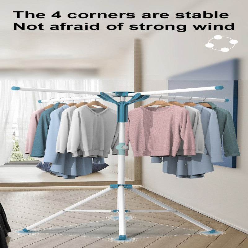 Adjustable Y-aped Four-Corner Floor Clothes Drng Ra Indoor Outdoor Balcony Multi-Pole Drng Painted Steel Clothesline