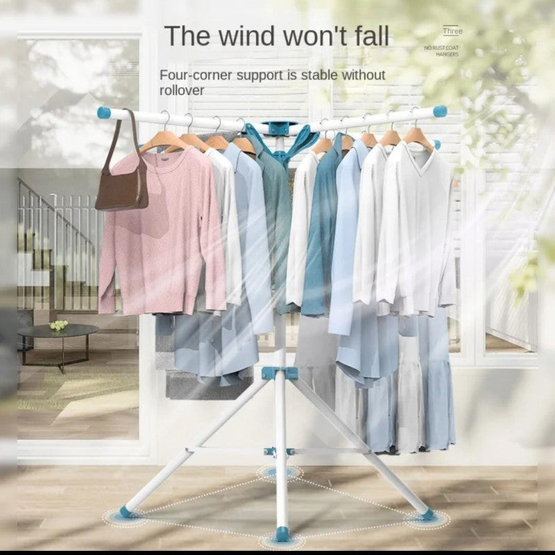 Adjustable Y-aped Four-Corner Floor Clothes Drng Ra Indoor Outdoor Balcony Multi-Pole Drng Painted Steel Clothesline