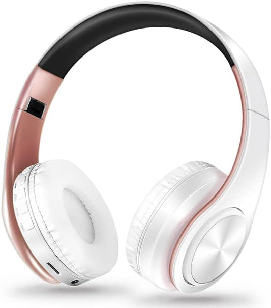 Men Gift Gold Wireless Headphones Bluetooth Earphone Stereo Headset - White Rose Gold
