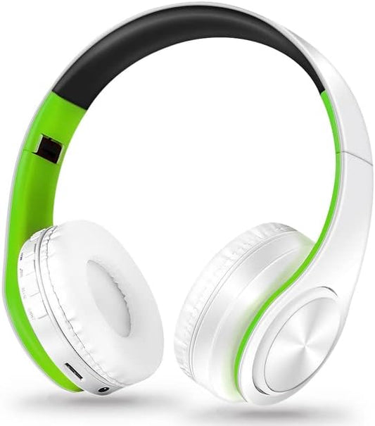 Men Gift Gold Wireless Headphones Bluetooth Earphone Stereo Headset - White Green