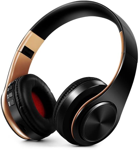 Men Gift Gold Wireless Headphones Bluetooth Earphone Stereo Headset - Black Gold