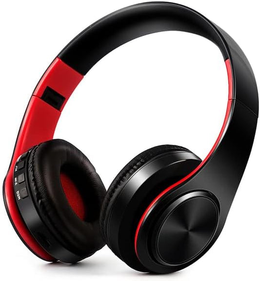 Men Gift Gold Wireless Headphones Bluetooth Earphone Stereo Headset - Black Red