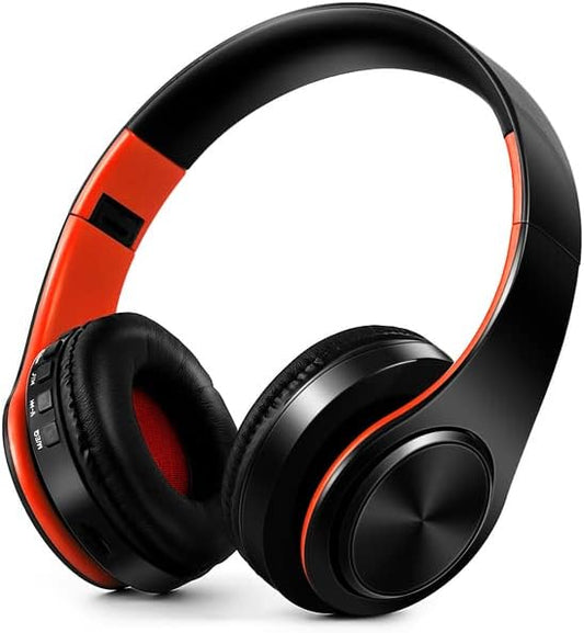 Men Gift Gold Wireless Headphones Bluetooth Earphone Stereo Headset - Black Orange
