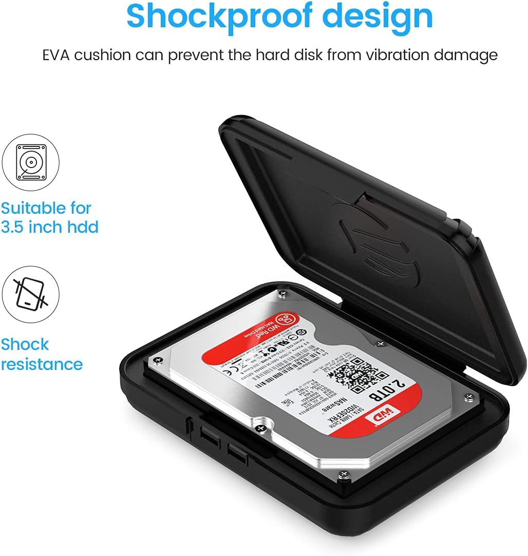 ORICO 3.5" inch HDD Protective Case SATA Protector Storage Box Dust-proof Waterproof HD Bag Portable Caddy Hard Drive Cover- Black