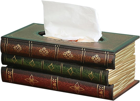 Elegant Antique Book Napkin Holder Novelty Tissue Box Holder for Home Restaurant-Yellow