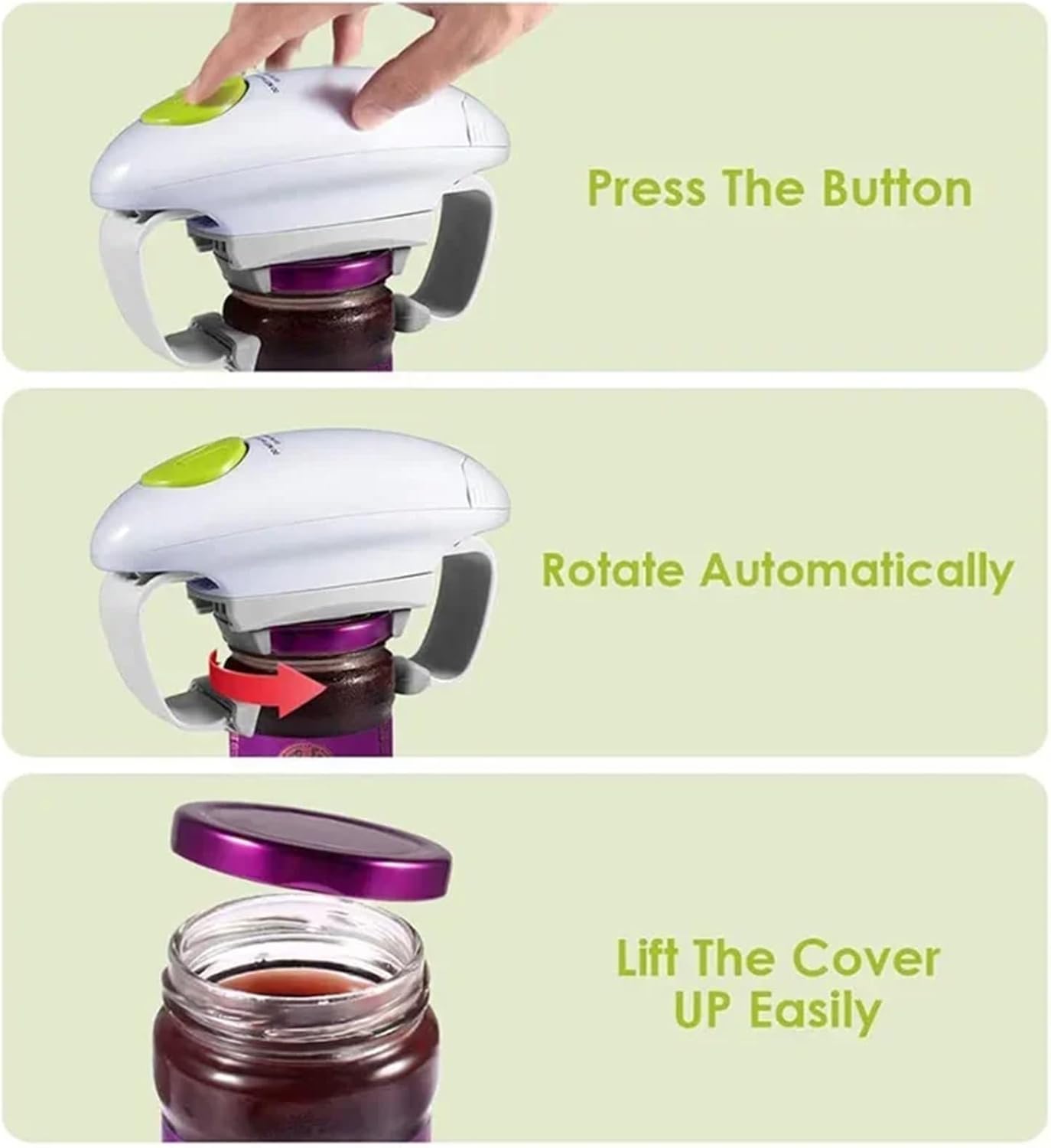 Electric Can Opener Smooth Edge Practical Automatic Jar Bottle Openers Double Ear Can Opener Kitchen Glass Can Opener