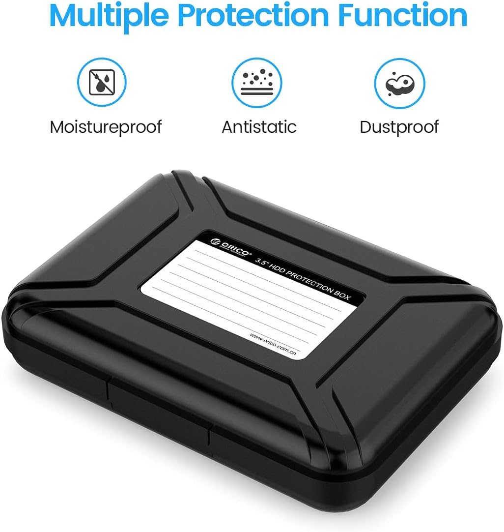 ORICO 3.5" inch HDD Protective Case SATA Protector Storage Box Dust-proof Waterproof HD Bag Portable Caddy Hard Drive Cover- Black