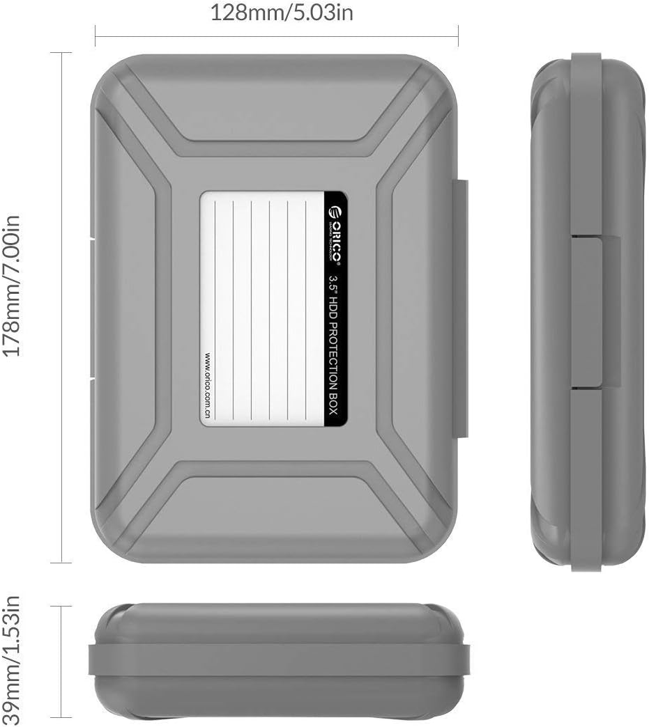 ORICO 3.5" inch HDD Protective Case SATA Protector Storage Box Dust-proof Waterproof HD Bag Portable Caddy Hard Drive Cover- Gray