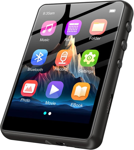2026 New Bluetooth 5.4 Touch Screen MP3 Player HiFi Lossless Music Play Built-in Speaker 32GB Support Recording E-Book Black