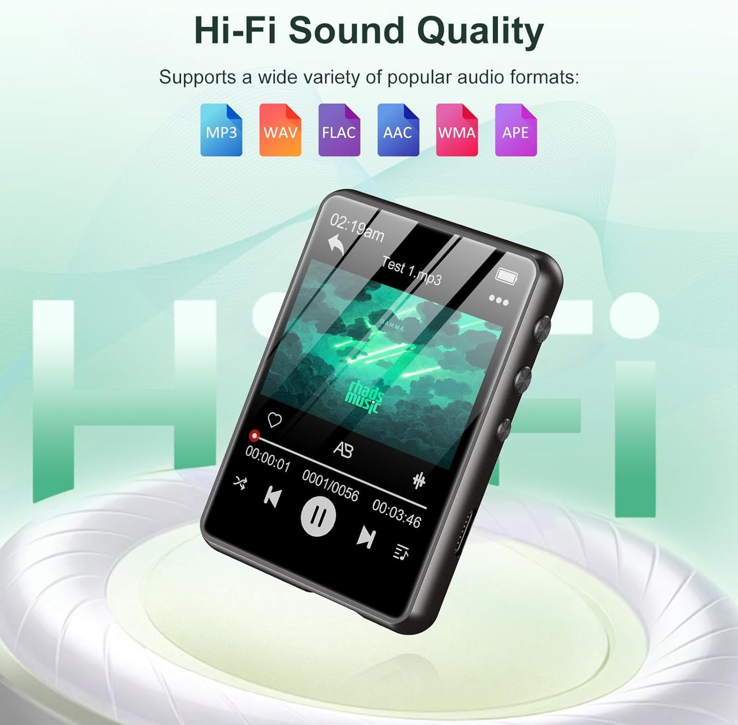 2026 New Bluetooth 5.4 Touch Screen MP3 Player HiFi Lossless Music Play Built-in Speaker 32GB Support Recording E-Book Black