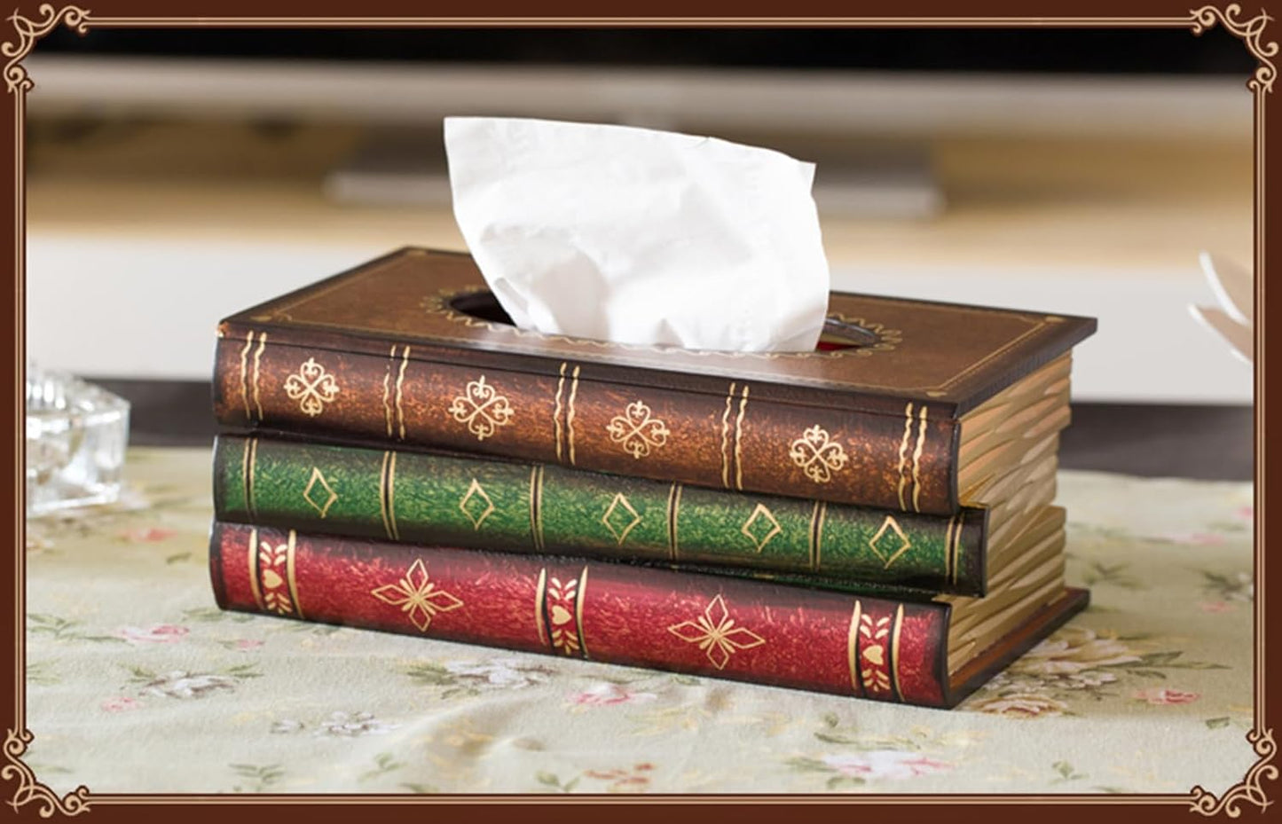 Elegant Antique Book Napkin Holder Novelty Tissue Box Holder for Home Restaurant-Yellow