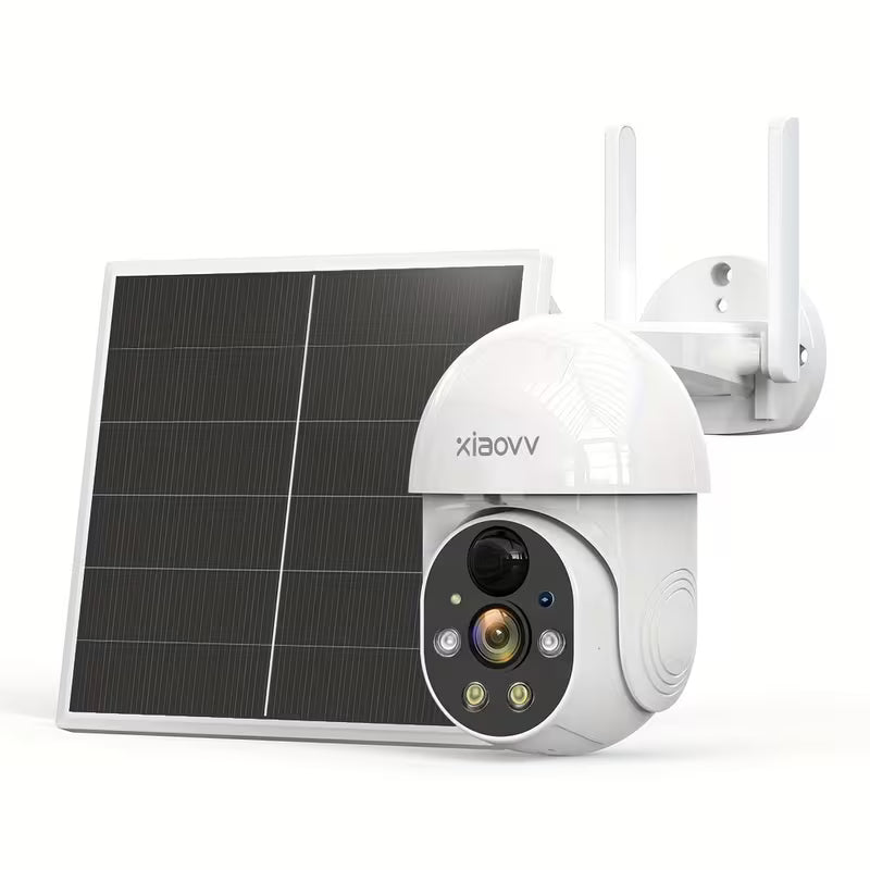 XIAOVV P6 1080P Wireless Outdoor WiFi Solar Security Camera IP65 Motion Detection Full Color Night Vision Two Way Audio Alarm Push Support 2.4GHz Network