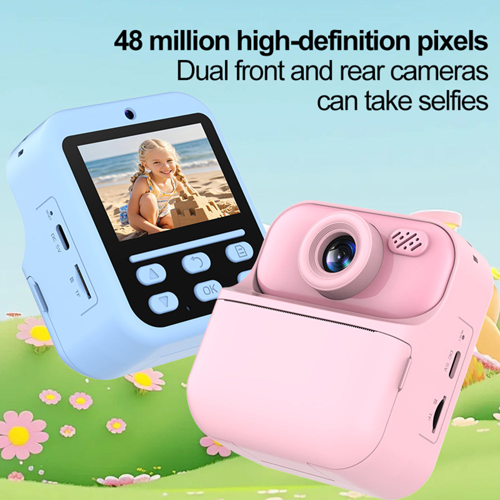 Kids Instant Print Camera 1080P HD Selfie Digital Camera with Video – Fun Christmas & Birthday Gift for Boys & Girls - Pink