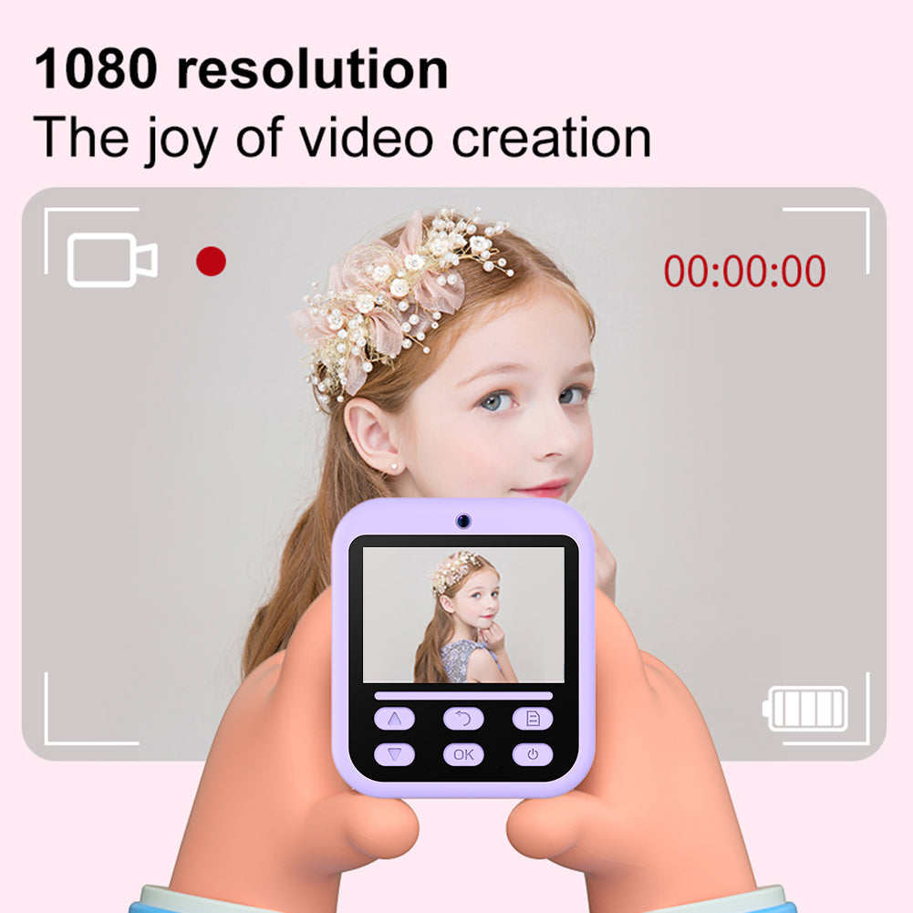 Kids Instant Print Camera 1080P HD Selfie Digital Camera with Video – Fun Christmas & Birthday Gift for Boys & Girls - Pink