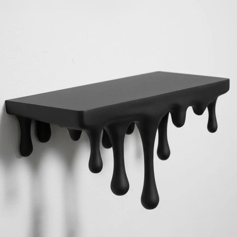 3D Printed Melting Wall Shelf – Drip-Style Modern Storage Rack, Black