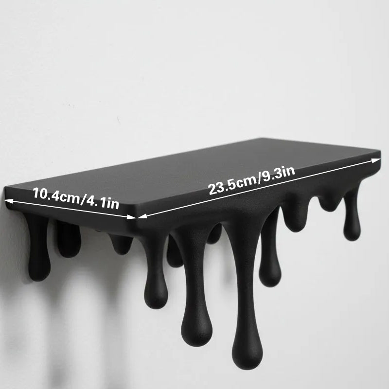 3D Printed Melting Wall Shelf – Drip-Style Modern Storage Rack, Black