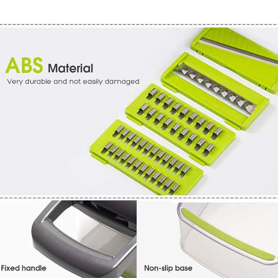 16-in-1 Vegetable Chopper (3 Blades+Spoon-shaped Tool)