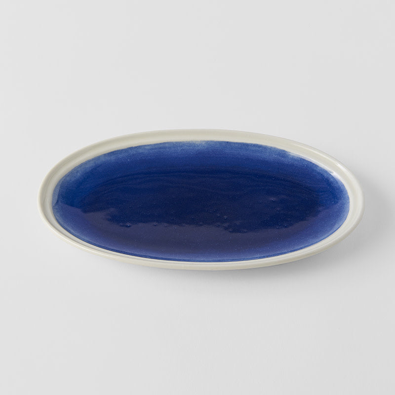Plate Oval 22cm Ocean Blue Glaze