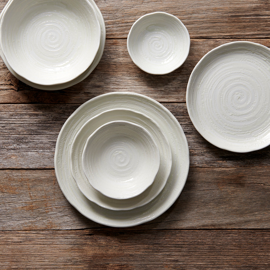 Dinner Plate 24.5cm White Spiral Glaze