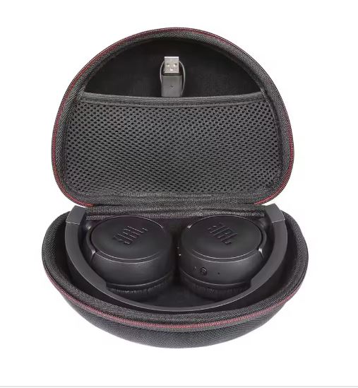 Headphone Carrying Case Shockproof Headset Pouch Capacity Handheld Earphone Container Company Travel Supplies Black