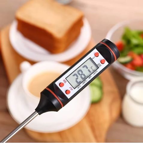 Digital Meat Thermometer with Food Cooking BBQ Probe for Water Milk Oil Oven Temperature Measurement, Digital with 0.1 Accuracy - Black