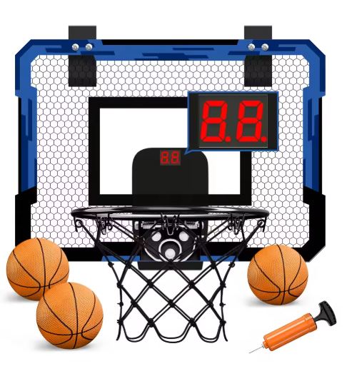 Blue Mini Wall-Mounted Basketball Hoop Set – Indoor Kids Training Game