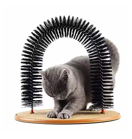 Cat Toy Arch Self Groome Pamper Feline with A Massage Grooming Rubbing Brush with Scratching Pad Toy for Cats Interactive Toys