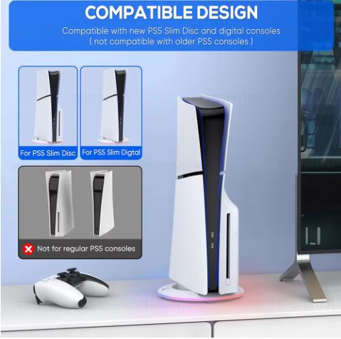 PS5 Slim/Pro Vertical Cooling Stand – RGB Light Anti-Slip Base