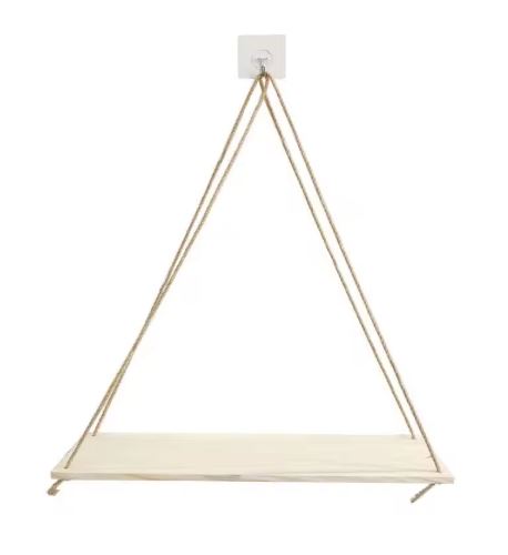 1 PC Hanging Wooden Rope Shelf – Wall Mounted Plant & Storage Display Rack