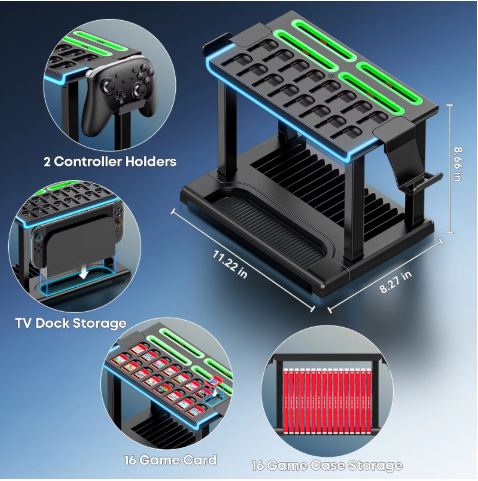 Switch 2 Dock Station & Charging Stand – Game Storage & Controller Organizer
