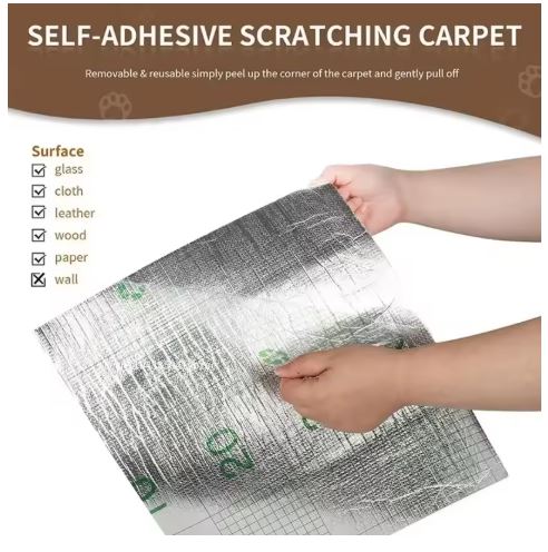 3 Colors Cat Scratcher Sofa Protector Cats Scratcher Pad Board Protection Trimmable Self-adhesive Carpet DIY Cat Scratch Mat
