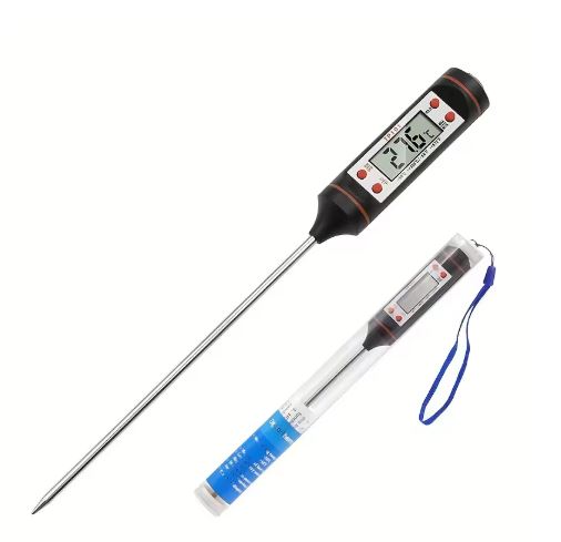 Digital Meat Thermometer with Food Cooking BBQ Probe for Water Milk Oil Oven Temperature Measurement, Digital with 0.1 Accuracy - Black