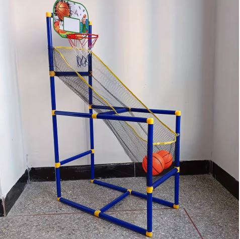 Blue Arcade Basketball Game Set – Indoor/Outdoor Hoop with Balls & Pump