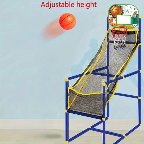 Blue Arcade Basketball Game Set – Indoor/Outdoor Hoop with Balls & Pump
