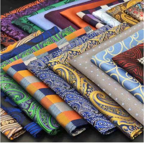 Colorful Mens Pocket Square Multicolor Dot Paisley Classic Wedding Silk Handkerchief Business Jacquard Hanky