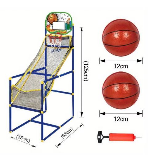 Blue Arcade Basketball Game Set – Indoor/Outdoor Hoop with Balls & Pump