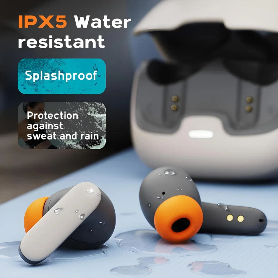TWS Wireless Bluetooth Earphones Bluetooth 5.4 Ultra-Low Latency Dual Microphone- Off White