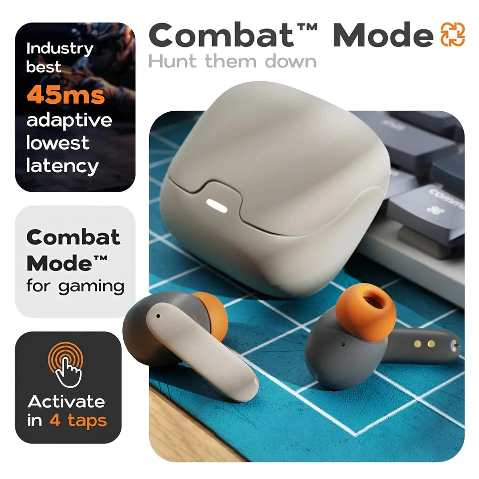 TWS Wireless Bluetooth Earphones Bluetooth 5.4 Ultra-Low Latency Dual Microphone- Off White