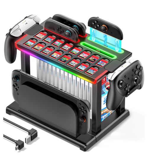 Switch 2 Dock Station & Charging Stand – Game Storage & Controller Organizer