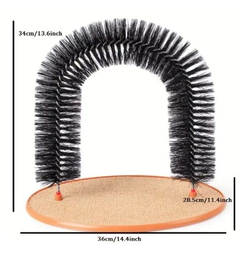 Cat Toy Arch Self Groome Pamper Feline with A Massage Grooming Rubbing Brush with Scratching Pad Toy for Cats Interactive Toys