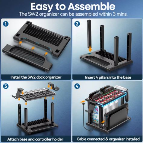 Switch 2 Dock Station & Charging Stand – Game Storage & Controller Organizer