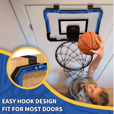 Blue Mini Wall-Mounted Basketball Hoop Set – Indoor Kids Training Game
